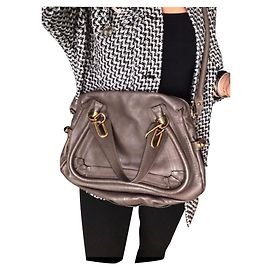 Chloé Paraty Leather Handbag Taupe Taupe