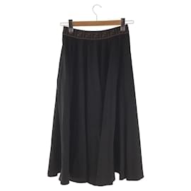 Fendi-FENDI Long skirt / 40 / Cotton / BLK / Zucca / Flare pleated skirt / Damaged / Secast-Black