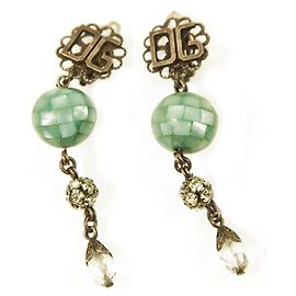 Dolce & Gabbana Crystals Contas de cor turquesa Brincos longos com logo Azul claro