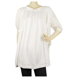 See by Chloé-See by Chloe White Cotton w. Small Pleats Tunic Top Oversize Blouse size 38-White
