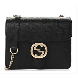 Gucci Interlocking GG Medium Handbag Black Leather Black
