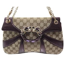 Gucci-Gucci handbag bag 135963 TOM FORD DRAGON LIMITED EDITION PURPLE CANVAS LEATHER-Beige