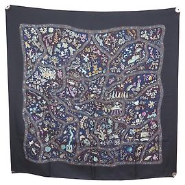 Hermès HERMES CHEMINS DE GARRIGUE CHRISTINE HENRY SEIDENSCHAL ANTHRAZIT + BOX Anthrazitgrau