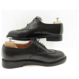 JM Weston-JM WESTON DERBY HALF HUNTING SHOES 598 11E 45 WIDE BLACK LEATHER SHOES-Black