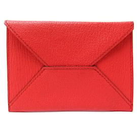 Hermès-NEW HERMES CARD HOLDER WRAPPED IN RED MYSORE GOAT LEATHER BOX CARD-Red