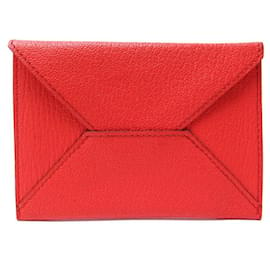 Hermès-NEUF PORTE CARTES HERMES ENVELOPPE EN CUIR CHEVRE MYSORE ROUGE BOITE CARD-Rouge