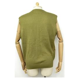 Hermès-CARDIGAN HERMES MEN'S SLEEVELESS VEST 38 S IN KHAKI COTTON JACKET COTTON-Khaki