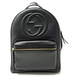 GUCCI SOHO GG BACKPACK 536192 BLACK GRAINED LEATHER LEATHER BACKPACK BAG Black