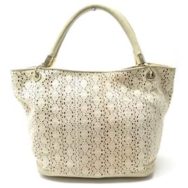 Lancel-LANCEL FRENCH FLAIR UN BOLSO DE MANO06118 EN PIEL CRUDA Y ENCAJE + POUCH-Crudo