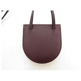 Hermès-NEW POUCH COLLIER HERMES CARNABY BANDOULIERE IN BORDEAUX LEATHER CLUTCH-Dark red