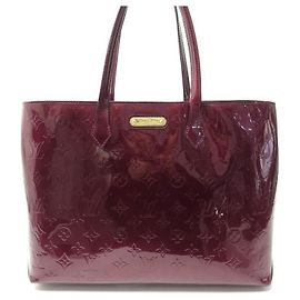 LOUIS VUITTON WILSHIRE MM LACKLEDER MONOGRAMM HANDTASCHE CABAS HANDTASCHE Bordeaux