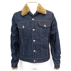 NEW SANDRO JACKET JACKET IN DENIM SHEEP COLLAR XL 52 NEW JACKET BLUE JEANS Blue