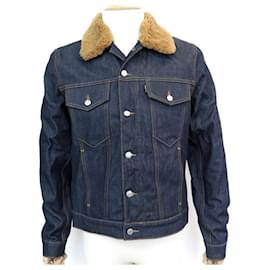 Sandro-NEW SANDRO JACKET JACKET IN DENIM SHEEP COLLAR XL 52 NEW JACKET BLUE JEANS-Blue