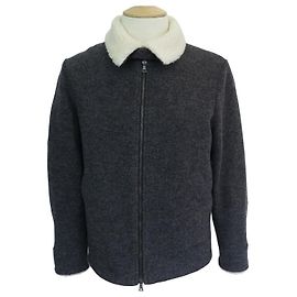 NEW HARRIS WHARF LONDON AVIATOR C COAT9345MLC-F WOOL 48 M JACKET COAT Grey