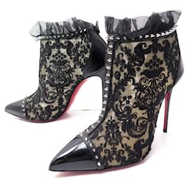 Christian Louboutin-NEW CHRISTIAN LOUBOUTIN PIGALLA SPIKE LACE BOOTS 37.5 LACE BOOTS-Black