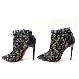 Christian Louboutin-NEW CHRISTIAN LOUBOUTIN PIGALLA SPIKE LACE BOOTS 37.5 LACE BOOTS-Black