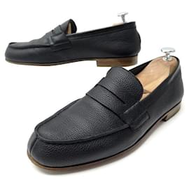 JM Weston-JM WESTON SHOES LE MOC MOCCASES 281 7C 41 FINE BLACK LEATHER SHOES-Black