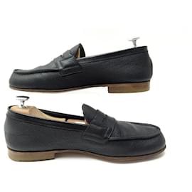 JM Weston-JM WESTON SHOES LE MOC MOCCASES 281 7C 41 FINE BLACK LEATHER SHOES-Black
