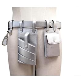Fendi-NEW FENDI BELT MULTI ACCESSORIES 8C0593 T80 a 110 UTILITY BELT LEATHER-Silvery