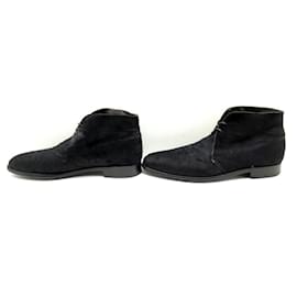 Heschung-HESCHUNG SHOES CHUKKA BOOTS 8.5 42.5 BLACK LEATHER BOOTS SHOES-Black