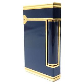 NEW ST DUPONT LIGHTER LINE D LADY CHINESE LACQUER BLUE GOLD PLATED LIGHTER Blue