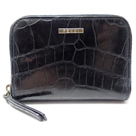 Fendi-FENDI ZIPPED WALLET 8M0266 BLUE CROCODILE LEATHER PURSE WALLET-Blue