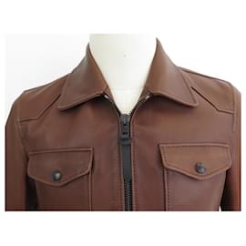 Coach-JACKET COACH JACKET 48 M BROWN LEATHER JACKET VEST-Brown