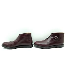 John Lobb-SHOES ANKLE BOOTS JOHN LOBB COMBE 9.5 43.5 BURGUNDY LEATHER LOW BOOTS-Dark red