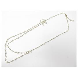 Chanel-NEW CHANEL NECKLACE SAUTOIR LOGO CC & GOLDEN PEARLS + BOX PEARLS NECKLACE-Golden