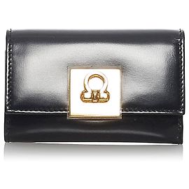 Salvatore Ferragamo Portachiavi Ferragamo Gancini in Pelle Nera Nero