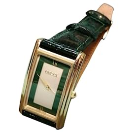 Gucci-Originaluhr Gucci 2600M Damen/Herren Armbanduhr grün-Golden