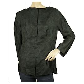 Marni-Marni Blusa tipo túnica de manga larga con diseño floral de jacquard plisado en verde azulado oscuro-Verde oscuro