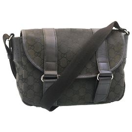 GUCCI Borsa A Tracolla In Tela GG Nera Auth fm1113 Nero