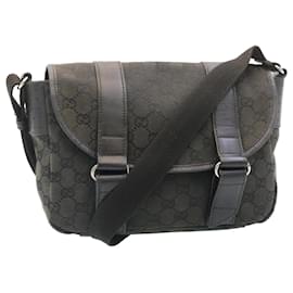 Gucci-GUCCI GG Canvas Shoulder Bag Black Auth fm1113-Black
