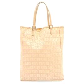 Fendi-FENDI Zucchino Canvas Tote Bag Pink Yellow Auth ac397-Pink,Yellow