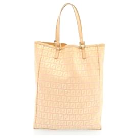 Fendi-FENDI Zucchino Canvas Tote Bag Pink Yellow Auth ac397-Pink,Yellow