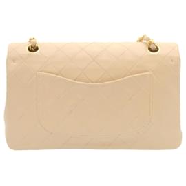 Chanel-CHANEL Classic Matelasse 25 Chain Flap Shoulder Bag Lamb Skin Beige Auth knn063-Beige,Golden