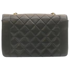 Chanel-CHANEL Chain Turn Lock Borsa a spalla Diana Matelasse Lamb Skin Nero Auth knn076-Nero