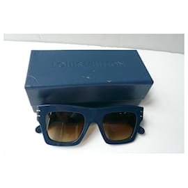 Louis Vuitton-LOUIS VUITTON Quadratische Sonnenbrille LV BLADE Blau Neuwertiger Zustand-Blau