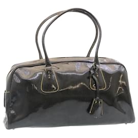 Prada-PRADA Hand Bag Enamel Black Auth fm1110-Black