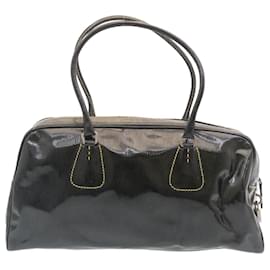 Prada-PRADA Hand Bag Enamel Black Auth fm1110-Black