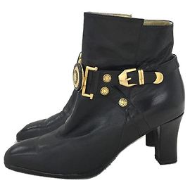 VERSACE Medusa / Short Boots / 36.5 / Black / Leather Black