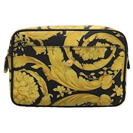 Versace-Bolsa de ombro VERSACE / em couro / amarela / com padrão barroco-Amarelo