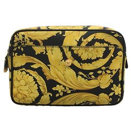 VERSACE Shoulder bag / leather / yellow / baroque pattern Yellow