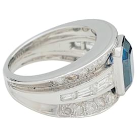 inconnue-White gold sapphire ring, diamants.-Other