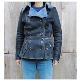 Burberry-Burberry shearling jacket size M-Blue