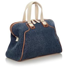 Fendi-Fendi Blue Chameleon Denim Satchel-Blue,Other