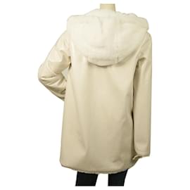 Autre Marque-Oof Wear Reversible White Midi Trench Jacket Parka Abrigo con capucha tamaño 40-Blanco