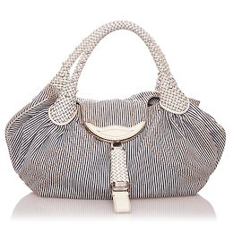 Fendi Blue Spy Denim Handtasche Weiß Blau
