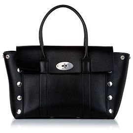 Mulberry Black Studded Bayswater Leather Tote Bag Black Silvery